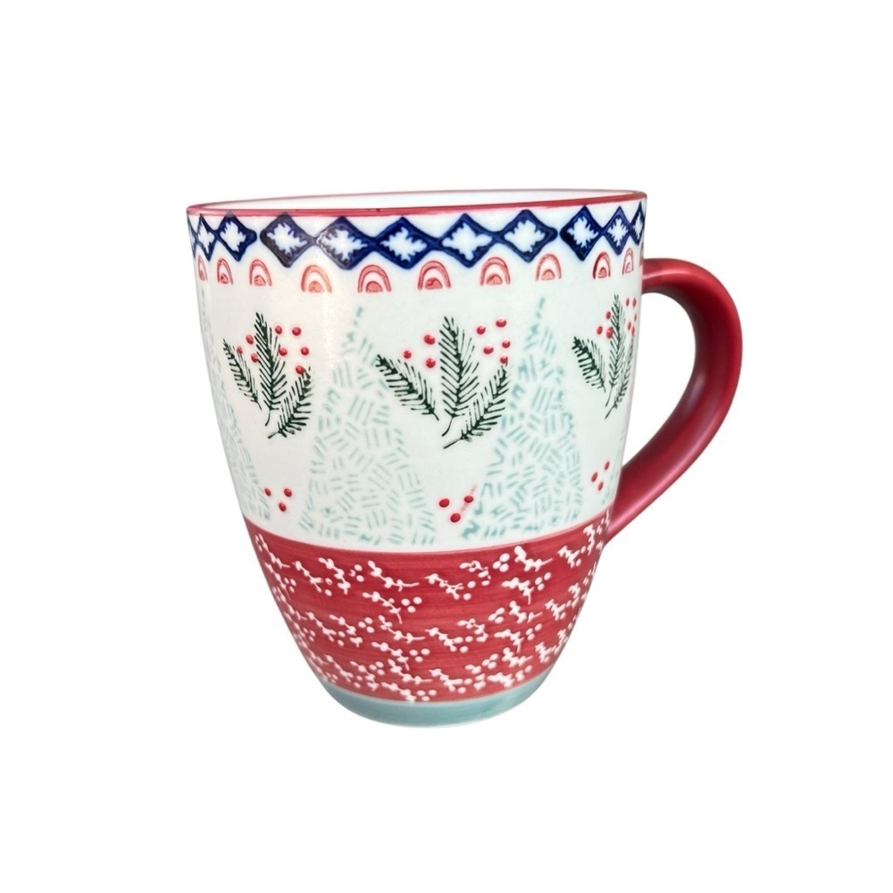 West Elm Scandi Forest Hand-Painted Stoneware Holiday Coffee Mug Replacement